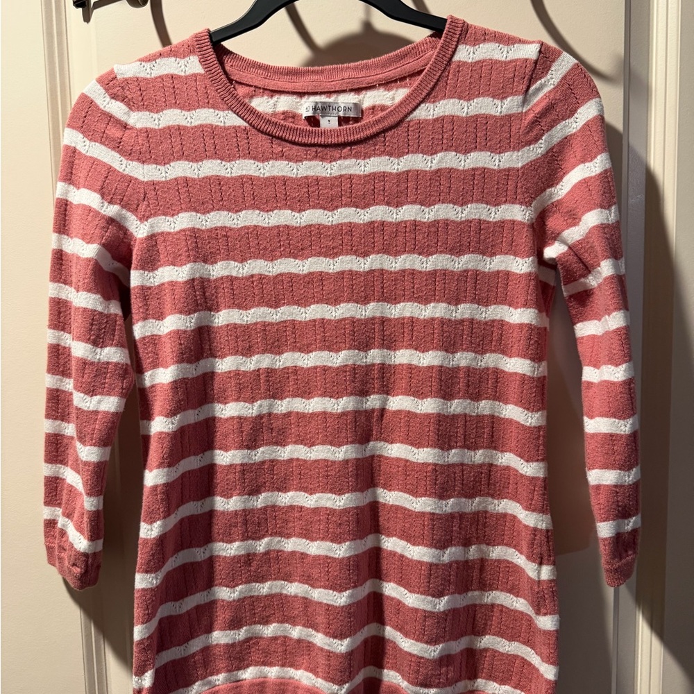 Stitch Fix 41 Hawthorn Pink and White Knit Top Small